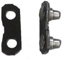 Close-up of a single FACULX chainsaw chain preset link and a tie strap, showing their individual components.