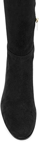 YDN Women's Suede Side Zipper Knee High Boots Over The Knee Low Heels Stretchy Boots4