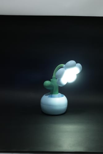 Image of Lexton 9 Inch Rechargeable Flower LED Table Lamp with Pen Holder | Cute Kids Study Desk Lamp, 2 Light Modes, USB Charging Port, Switch Control & Eye-Care Reading Light for Bedroom & Study Table