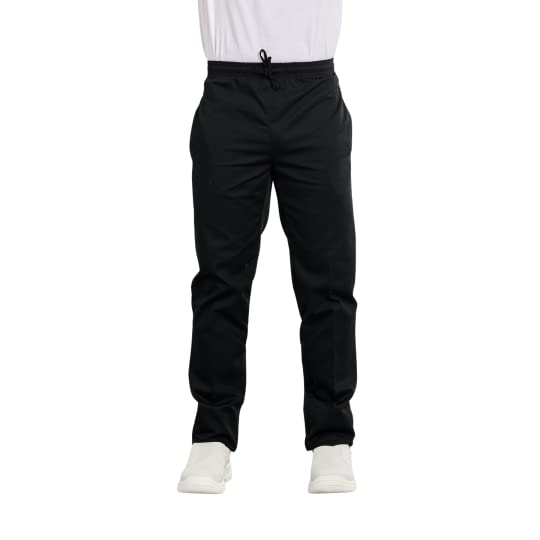 Hurry Jump Pantalon de Cuisine Homme Femme Pantalon de Chef Taille élastiquée Deux Poches Hauteur réglable idéal apprentis Uniforme Tenue Cuisine Cordon serragee Noir/Gris Clair/Gris foncé
