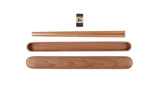 ChoyClit 木製箸セット 携帯用お弁当食器 アウトドア 手洗い可、食洗機可、乾燥の上保存 光いろ桜の木(クラムシェル)