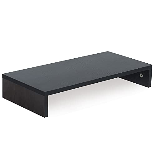 20 inch Monitor Stand Riser, Wood Monitor Stand for Desk, TV/Screen/PC/Printer/Laptop Riser, Computer Stand with Keyboard Organizer, Black Desktop Stand, Monitor Riser by TEAMIX