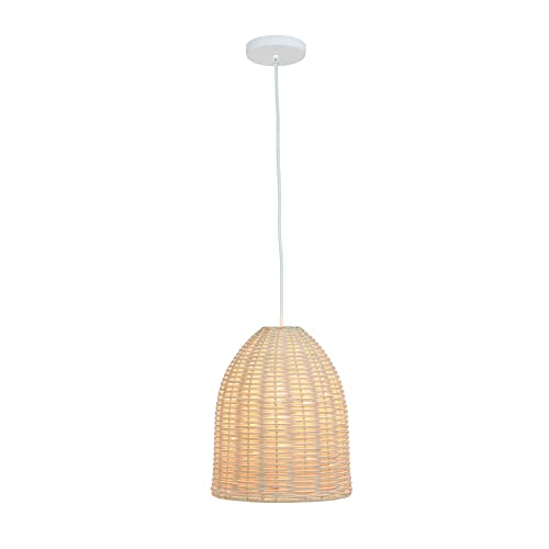 Elegant Designs PT1007-NAT Elongated Coastal Dome Rattan Downlight Pendant, Natural - Image 2