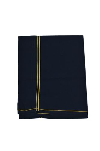 Image of Pure Cotton Dhoti for Men (1.28 x 1.87 m) | Solid Panchalu with Varied Small Color Border | Kerala Cotton Veshti, Khadi Dhoti | Lightweight Pooja & Temple Wear