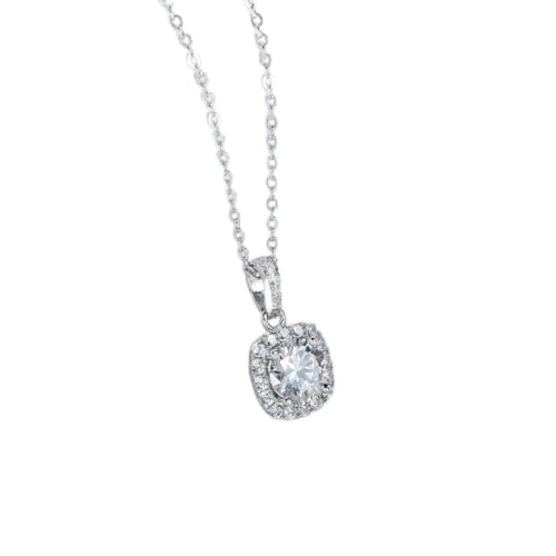 Collier Moissanite couleur D 1ct pendentif bijoux femme chaîne argent sterling 925 ajustable