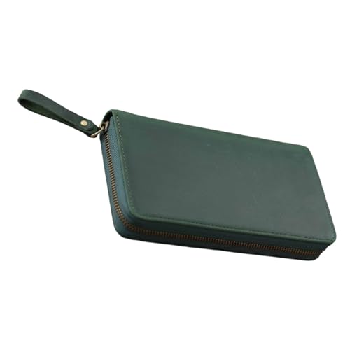 DLUKENY レザーカバー 7.28x3.54インチ フィールドノート用 小さなメモ帳 ポケットジャーナル ファスナー付きレザーカバー 伸縮性のあるペンスロットジャーナルカバー付き