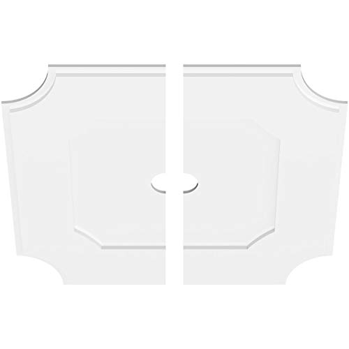Image of Ekena Millwork CMP32LE2-03000 Locke Architectural Grade PVC Contemporary, Two Piece Urethane Ceiling Medallions 32 inchOD x 3 inchID x 19 inchC x 1 inchP
