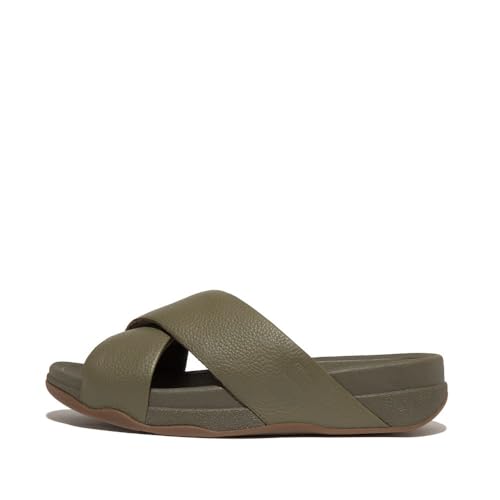 FitFlop Men's Surfer Tumbled-Leather Cross Slides