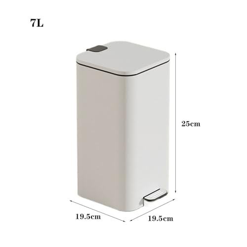 Caneca de basura cuadrada con pedal y tapa blanca miniatura 2