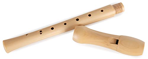 Classic Cantabile Stella Blockflöte - 2-teilige Blockflöte aus Ahorn - Barocke Griffweise - Ideal für Kinder ab 6 Jahren - Inklusive gepolsterter Tasche, Grifftabelle, Flötenputzer und Korkfett