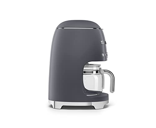 Smeg DCF02GRUK Drip Coffee Machine, Auto-Start Mode, Reuseable Filter, Digital Display, Anti-Drip System, Aroma Intensity Option, 1.4 Litre Tank, Slate Grey