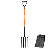 KOLEIYA 4-Tine Garden Fork,Heavy Duty Pitch Fork for Gardening,Digging Fork and Spading Fork for Loosening Soil,Compost Fork with Fiberglass Handle,45 Inch
