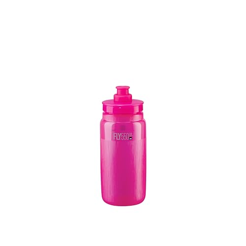 ELITE Fly Tex Water Bottle Clear Pink Fluo – Insulated Cycling Bottle with Thermal Protection – Lightweight & BPA-Free – 550ml – For Road Bike, MTB & Gravel Cycling