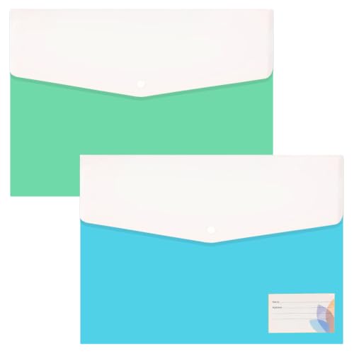 Image of Shuban Double Pocket Document Folders Letter A4 Size File Envelopes with Label Pocket & Paste Button for School Home Work Office Organization (Style-4-Twin Pocket Folder -4Pcs-Multi Color)