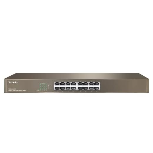 Tenda TEG1016G, 16 Port Gigabit Switch, Unmanaged Rackmount Ethernet Switch with Traffic Optimization, Plug & Play, Fanless Quiet & Metal Design Network Switch, Limited Lifetime Protection