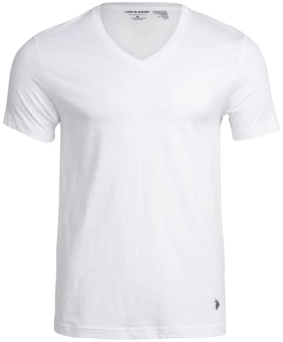 U.s. Polo Assn. Men’s Undershirt – 4 Pack V-Neck Short Sleeve T-Shirt, White, Large #TOP4