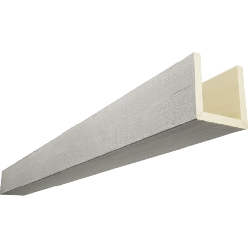 Timberthane Rough Cedar Faux Wood Beam, 3-Sided (U-Beam), 4"W x 8"H x 120"L, Cashmere Finish