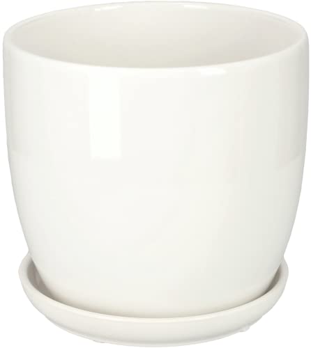 Kotarbau Macetero Con Plato De Ceramica Esmaltada, 15 Cm, Maceta Para Interiores Y Exteriores, Tiesto Decorativo Para Plantas, Blanco, Con Plato Kotarbau Macetero Con Plato De Ceramica Esmaltada, 15 Cm, Maceta Para Interiores Y Exteriores, Tiesto Decorativo Para Plantas, Blanco, Con Plato