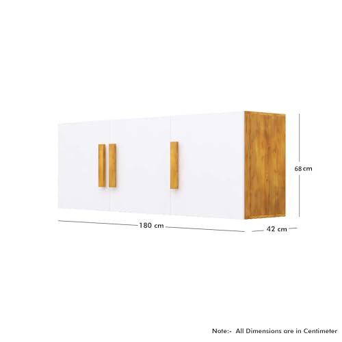Image of Bniture Wooden Storage Cabinet for Living Room Large | Wooden Sideboard Cabinet with 3 Door | Multipurpose Storage Cabinet Organizer for Home Hallway, Bedroom & Kitchen | Giant Wood & Frosty White