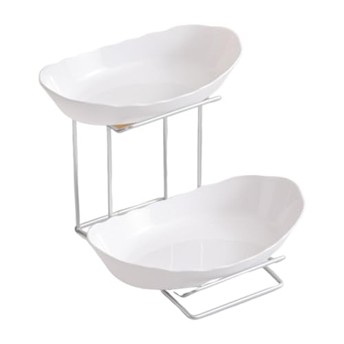 キッチンカウンター用フルーツボウル 金属製ラック付きサービングボウル パーティー用 3 段ティアードバスケット シルバーシェルフ (2段シルバーシェルフ)