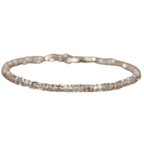 Bracelet zircon champagne perles 17.8cm, un éclat chaleureux à s'offrir