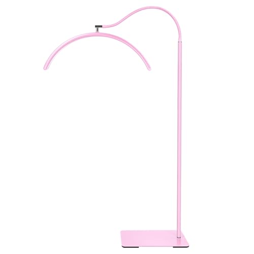 Half Moon Lash Light LED Floor Lamp for Eyelash Extensions Tattoo Nails & Estheticians 3 Color Temp Modes Shadow-Free Beauty Light 10 Brightness Levels 360 Rotatable with Remote (Pink)