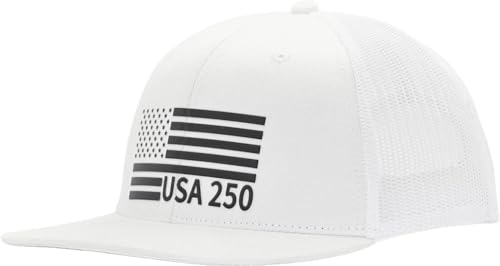 Image of USA 250th Anniversary Flag Hats, Army Tactical Operator Military Patriotic Veterans Flat Bill Trucker Hat, Fits OSFM&XXL Head