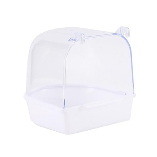 Pqahffowr - Bañera colgante para loros, fácil de instalar, accesorios para jaula de canario, caja de baño para pájaros, loro, cuenco de ducha, jaula para pájaros A 1 pieza