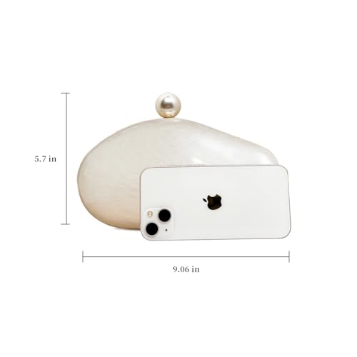Image of Huralona Acrylic Evening Clutch Purses for Women Shell Handbag Chic Clutch Bag With Baroque Irregular Pearl Chain Strap