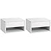 HOMCOM Floating Bedside Tables Set of 2, Wall Mounted Nightstand with Drawer and Open Shelf for Bedroom, High Gloss White