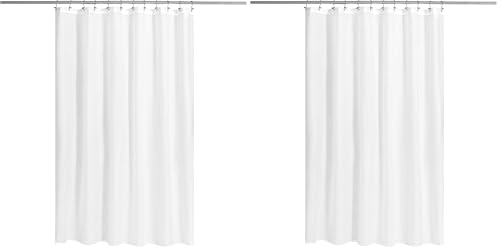Image of N&Y HOME Fabric Shower Curtain or Liner with Magnets - Soft Cloth Shower Liner with Hotel Quality, Machine Washable - White, 72x72 (Pack of 2)