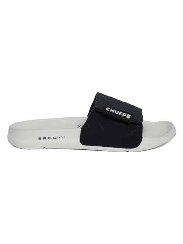 Image of CHUPPS Flow Black & Black Drift Orthopedic Slippers | Soft Footpharma Footbed | Breathable Ventilation Holes | Lightweight Flip Flops | Anti-Skid Chappals for Everyday For Mens