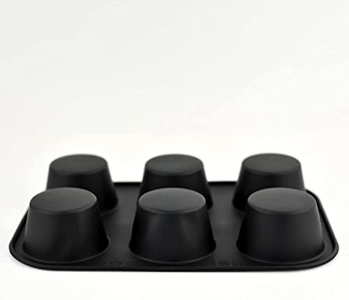 Selecto Bake 6 Cup Silicone Bun & Muffin Moulds - Non-Stick Cupcake & Yorkshire Pudding Tray - Pack of 2 (Black) - Image 3