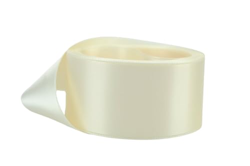 Image of Ribbon Bazaar Double Faced Satin - Premium Gloss Finish - 100% Polyester Ribbon for Gift Wrapping, Crafts, Scrapbooking, Hair Bow, Decorating & More - 1-1 /2 inch Antique White 50yd Spool