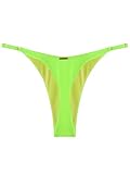 RELLECIGA Women's Neon Green Adjustable High Cut Thong Bikini Bottom Size Medium