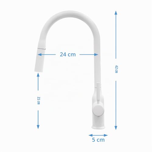 Robinet mitigeur blanc pivotant à 360° au design épuré durable - 3