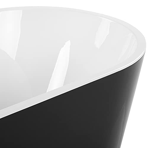 Acryl Badewanne oval freistehend schwarz-weiß mit Überlauf 170 x 72 cm Havana