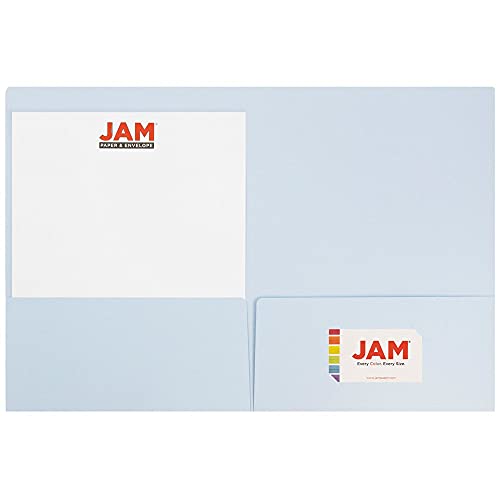 Jam Paper Premium Matte Cardstock Twin Pocket Folders - Baby Blue - 6/Pack #TOP2