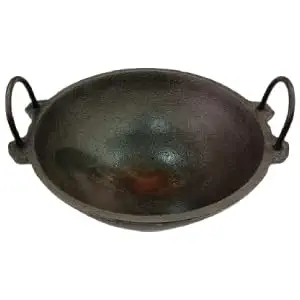 Stylish Kitchen Primium Quliaty cast Iron kadhai Seasoned 10 inch | Iron kadai Medium Size | Black