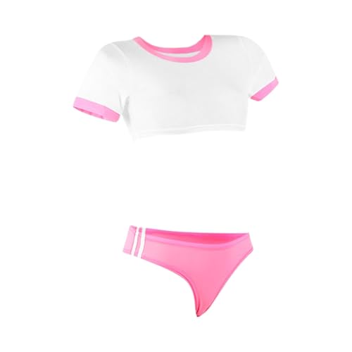 Generisch Ropa de dormir sexy para mujer, disfraz de anime, cosplay, lencería japonesa, top con tanga, juego de lencería azul 2 Ps, Rosa., talla única