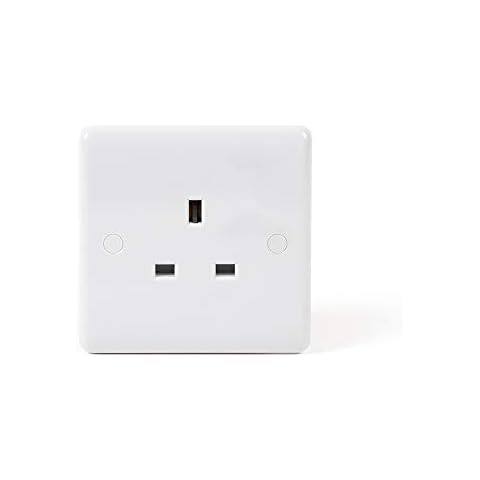 Lieber Silk White 13A 1 Gang Unswitched Plug Socket - Curved Edge Cover