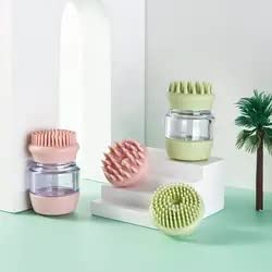 Dog Bath Brush, Pet Massage Brush, Dual Attachments, Cat Brush, Dog Cleaning And Grooming Brush, Soap And Shampoo Dispenser - Image 2