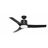 Casablanca 52 inch Outdoor or Indoor Ceiling Fan with LED Light and Remote Control - Standard Mount Ceiling Fan, 3 Blades, For Patio, Porch, Garage, or Living Room, Quiet - Piston 50452, Matte Black