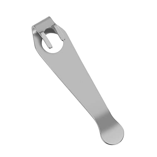 Titanium Deep Carry Pocket Clip Replacement for Spyderco Wire Clip Knives, Premium Custom-made Pocket Clip, Stone Wash