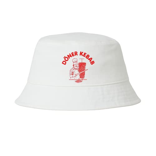 Generisch Döner Kebap Chapeau de pêche Chapeau de soleil drôle Casquette à emporter, tournebroche, Blanc., L
