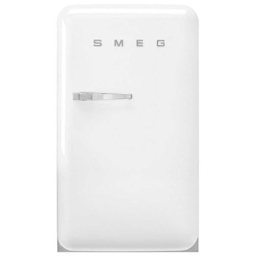 Smeg, FAB10RWH6 Kühlschrank, Tisch Top Vintage, 1 Tür, 122 l, Scharniere rechts, kalt statisch, Gefrierschrank 17 l, 1 verstellbares Einlegeboden, 1 Gemüsefach und LED-Beleuchtung, H 97 cm, weiß