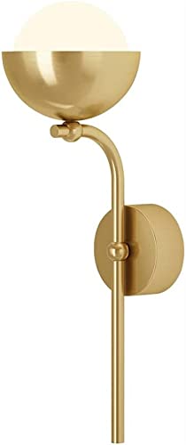 Lámpara de mesa de latón dorado sin instalación con pantalla de vidrio opaco