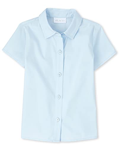 The Children's Place girls Short Sleeve Poplin Button Down Shirt