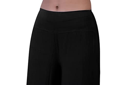 Image of Sports Women's Calf Length 3 /4 High Elastic Waistband Wide Leg Palazzo Casual Wide Leg Lounge Pants with Two Sides Pockets