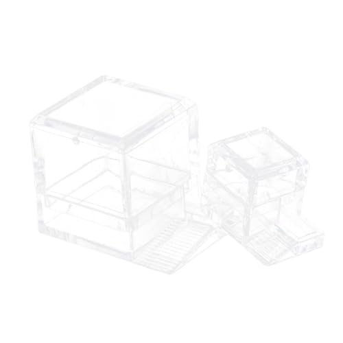 Gatuida 2 Piezas Bebederos Acrílicos para Cuencos Transparentes para Alimentación y Observación Casa Diseño Compacto y Fácil Limpieza para Terrarios y Hormigueros
